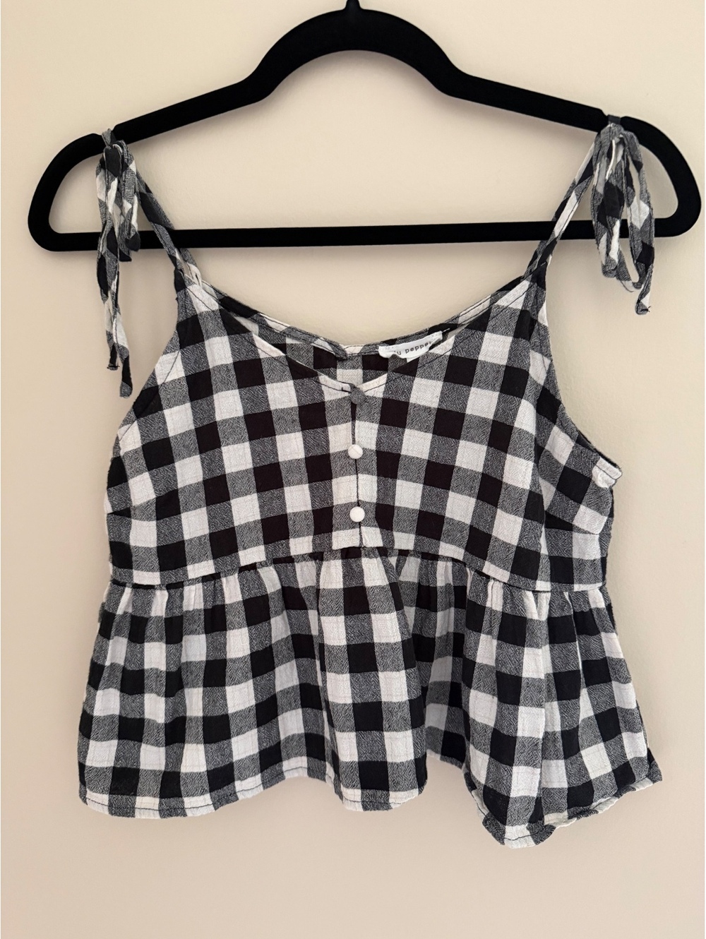 100% cotton M blu pepper tank, black/white